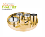 Stainless Steel Hammered Supreme Thali Set With PVD Coating - Image 2